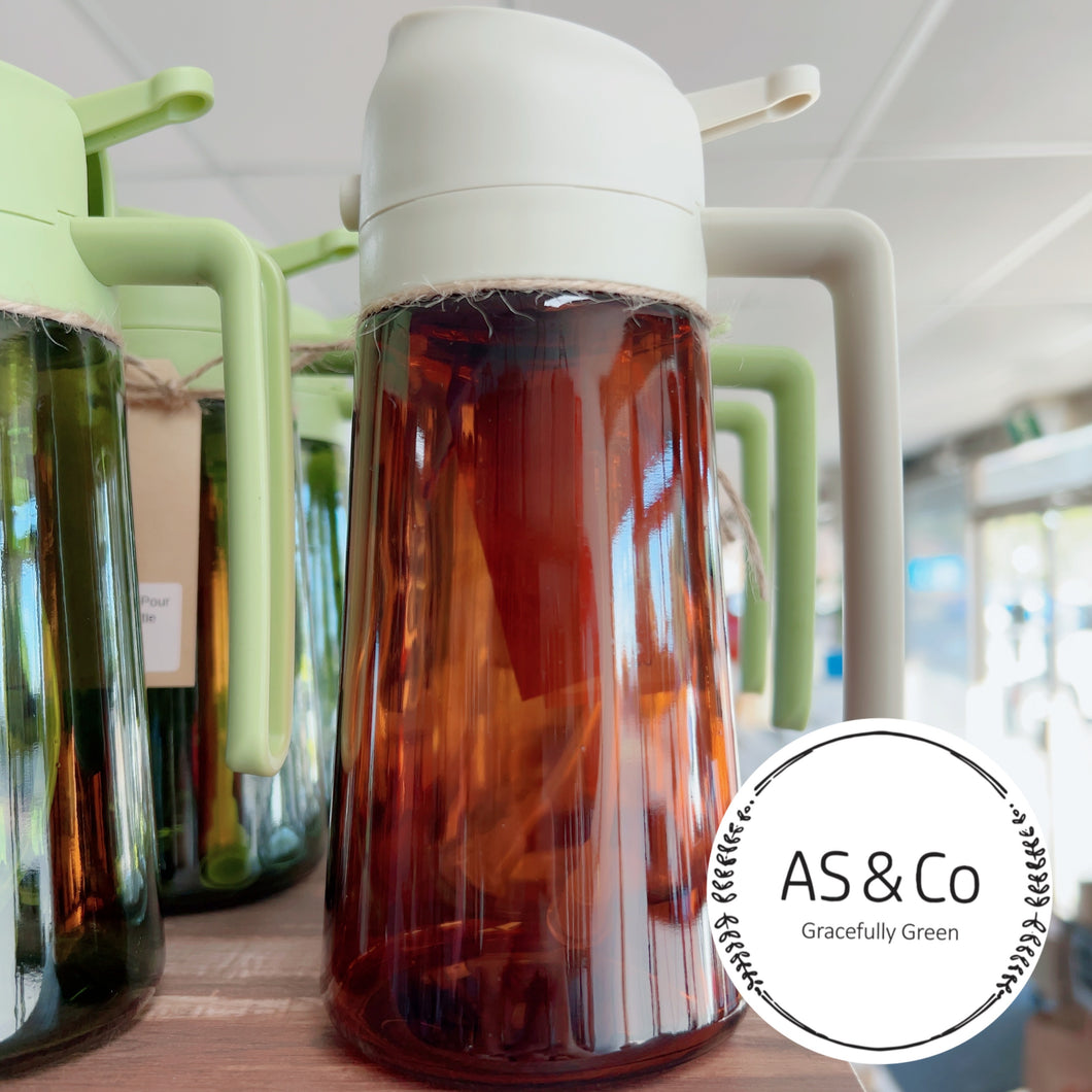 Glass 2-in-1 Oil Spray & Pour Bottle 470ml - Amber Glass