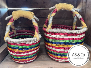 Seagrass Natural Kids Market & Easter Basket with Leather Handles - Gelato