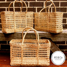 Load image into Gallery viewer, Seagrass Natural Rectangular Mesh Market Harvest Basket - Large Medium Small