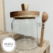 Load image into Gallery viewer, Acacia Wood &amp; Borosilicate Glass 500ml Jar &amp; Spoon