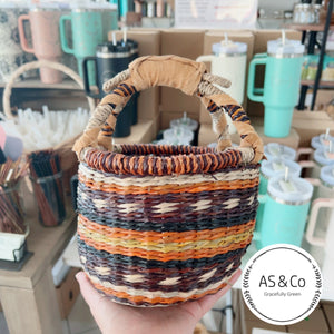 Seagrass Natural Kids Market & Easter Basket with Leather Handles - Autumn