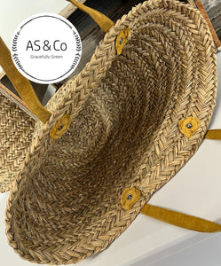Extra Large Seagrass Carry-All Basket with Short Leather Handles