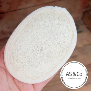 Natural Loofah Oval 12cm Face Body Bath Sponge Pad with Elastic Band