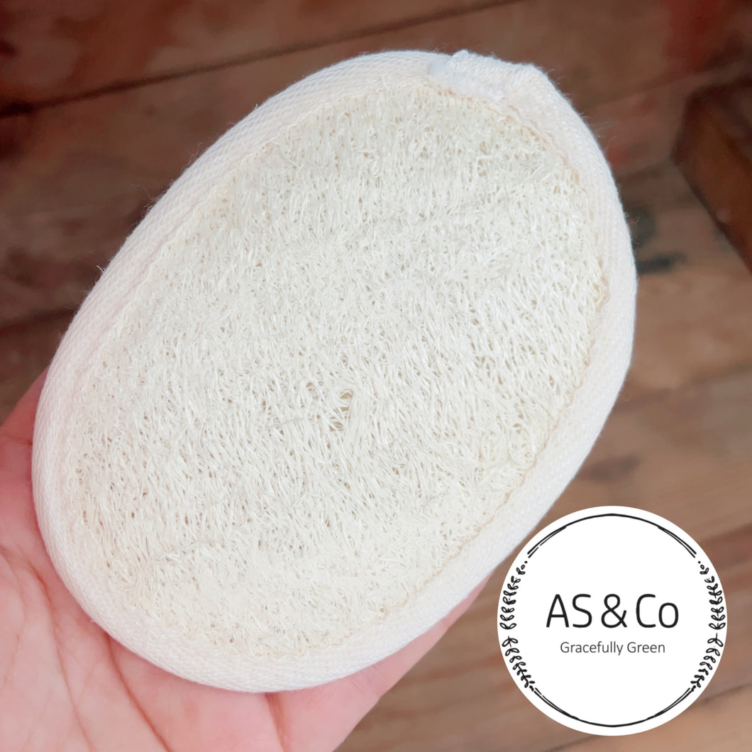 Natural Loofah Oval 12cm Face Body Bath Sponge Pad with Elastic Band