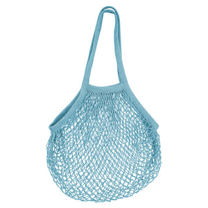 Traditional Cotton String Net Mesh Shopping Market Bag with Handle - Blue