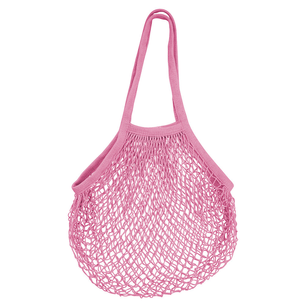 Traditional Cotton String Net Mesh Shopping Market Bag with Handle - Pink