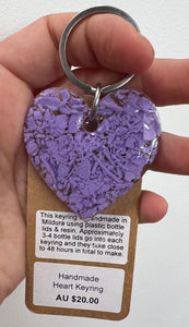 R+R Collection - Key Ring Made from Plastic Bottle Lids & Resin - Heart