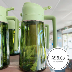 Glass 2-in-1 Oil Spray & Pour Bottle 470ml - Green Glass