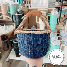 Load image into Gallery viewer, Seagrass Natural Kids Market &amp; Easter Basket with Leather Handles - Blue