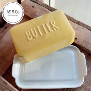 Ceramic Yellow Block of Butter Dish With Lid