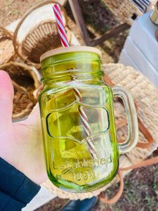 Reclaimed Glass Reusable Drinking Cup with Bamboo Lid