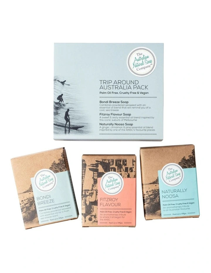 THE AUST. NATURAL SOAP CO Trip Around Australia Soap Gift Pack of 3