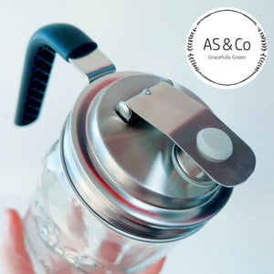 Spill-Proof Flip Top Spout Jar Lid With Handle – Food Grade 304 Stainless Steel - 86mm