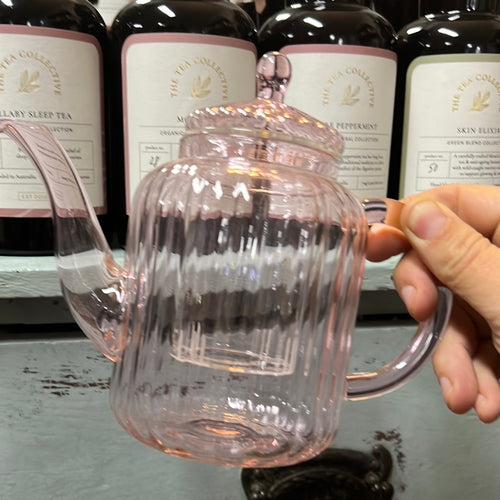 Borosilicate Glass Pink Teapot with Glass Infuser 500ml - Gift Boxed