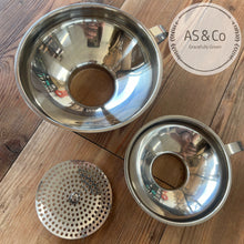 Load image into Gallery viewer, Food Grade 304 Stainless Steel Funnel &amp; Strainer 3 Piece Set