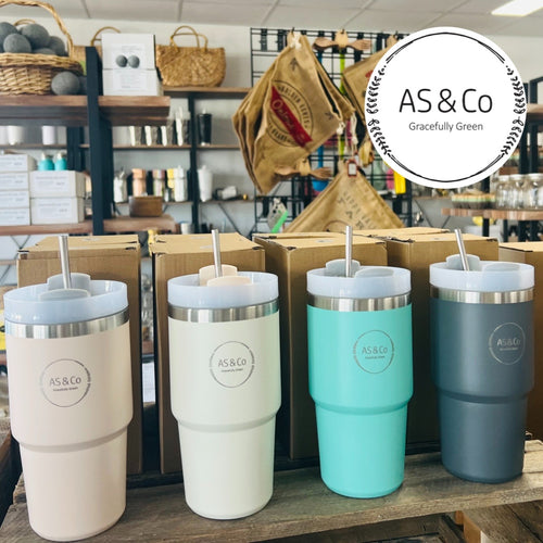 Stainless Steel Insulated 590ml 20OZ Travel Cup with 3-Way Lid & Straw - Powder Coated