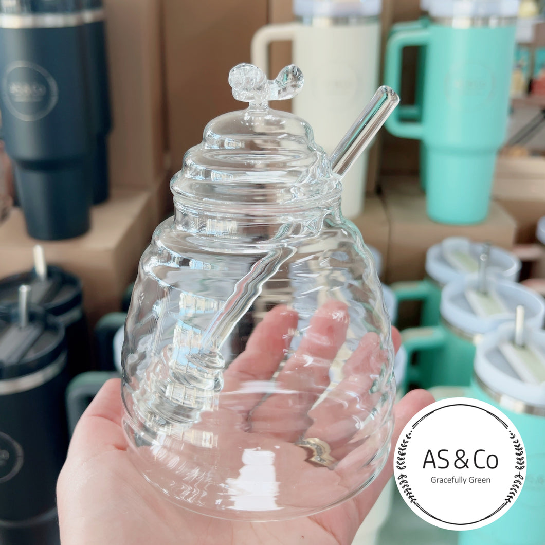 Borosilicate Glass 450ml Honey Jar & Dipper