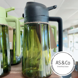 Glass 2-in-1 Oil Spray & Pour Bottle 470ml - Green Glass