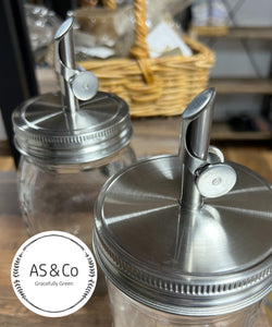 Auto-Open Pour Spout Jar Lid - Food Grade 304 Stainless Steel - 70mm and 86mm