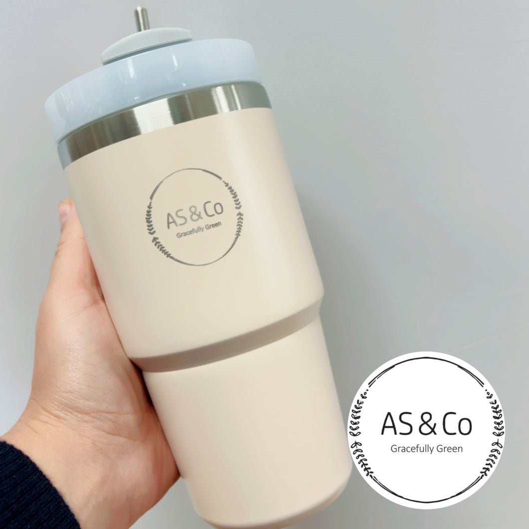 Stainless Steel Insulated 590ml 20OZ Travel Cup with 3-Way Lid & Straw - Powder Coated