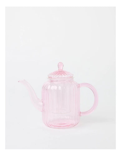 Borosilicate Glass Pink Teapot with Glass Infuser 500ml - Gift Boxed