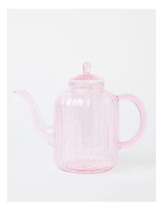 Borosilicate Glass Pink Teapot with Glass Infuser 1L - Gift Boxed