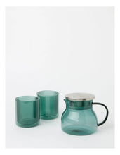 Load image into Gallery viewer, Borosilicate Glass Set: Green 500ml Teapot with Infuser and 2 Double-wall Cups - Gift Boxed