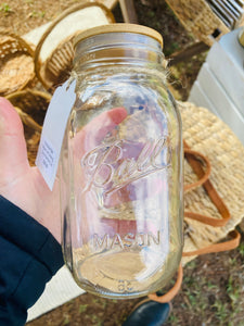 Reclaimed Glass Reusable Drinking Cup with Bamboo Lid