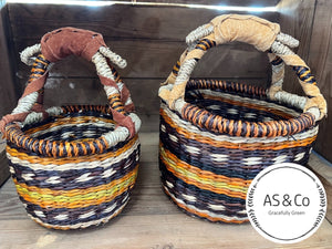 Seagrass Natural Kids Market & Easter Basket with Leather Handles - Autumn