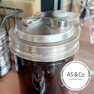Spill-Proof Flip Top Spout Jar Lid – Wide-Mouth 86mm Food Grade 304 Stainless Steel