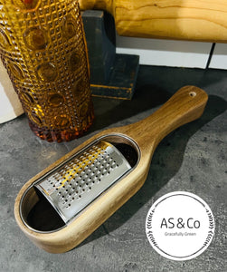 Acacia Wood Handheld Grater with Holder