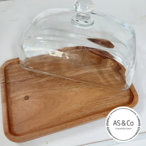 Acacia Wood & Glass Butter Dish