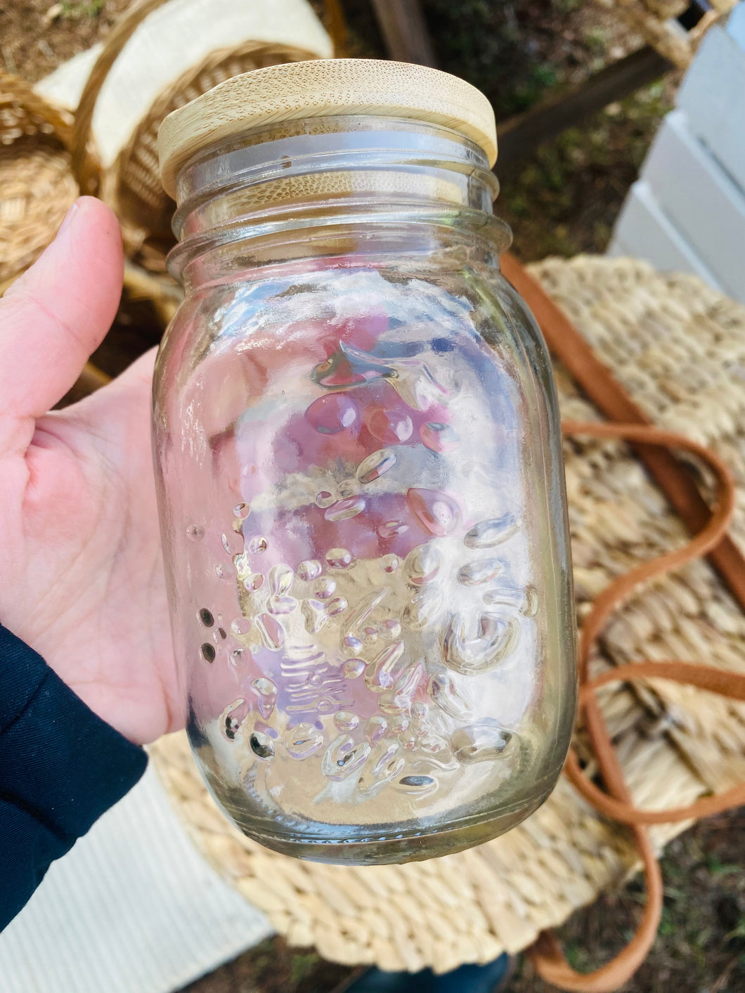 Reclaimed Glass Reusable Drinking Cup with Bamboo Lid