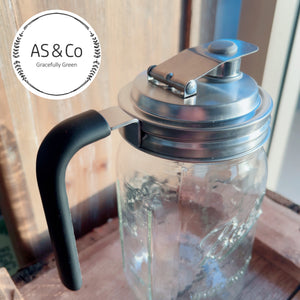 Spill-Proof Flip Top Spout Jar Lid With Handle – Food Grade 304 Stainless Steel - 86mm