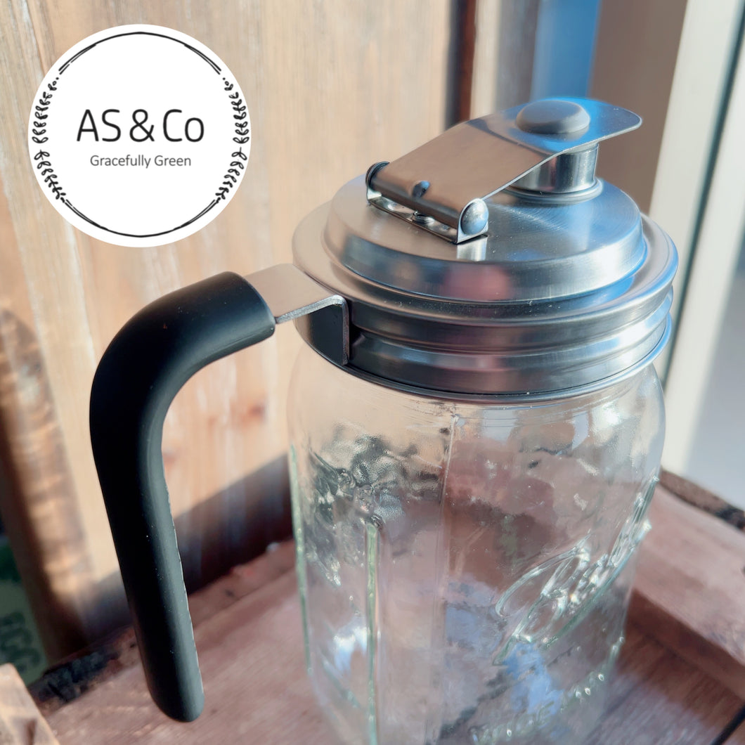 Spill-Proof Flip Top Spout Jar Lid With Handle – Food Grade 304 Stainless Steel - 86mm