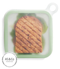Load image into Gallery viewer, Silicone Reusable Sandwich Bag Pouch Clear &amp; Green Freezer &amp; Microwave Safe