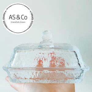 Textured Glass Butter Dish With Lid - Clear