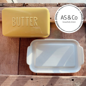 Ceramic Yellow Block of Butter Dish With Lid