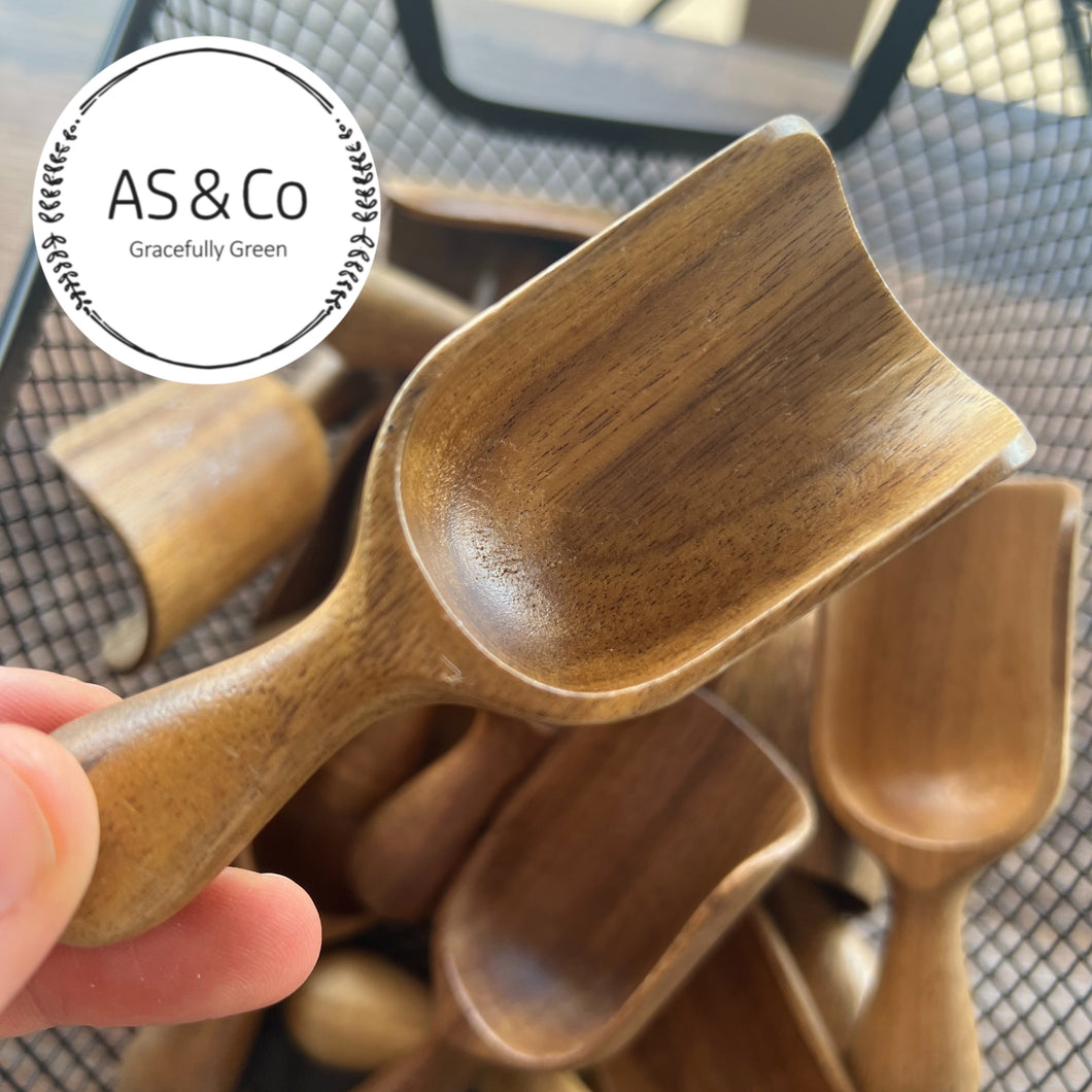 Acacia Wood Scoop for Bath, Laundry or Kitchen Use - 10.5cm