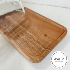 Acacia Wood & Glass Butter Dish