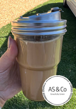 Load image into Gallery viewer, 450ml Reusable Glass Takeaway Cup with Stainless Steel Lid