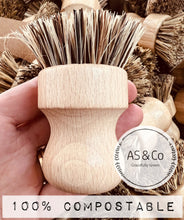 Load image into Gallery viewer, Beech Wooden Cleaning pot Dish Scrubbing Brush With Natural Sisal Bristle - 100% Compostable