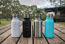 Load image into Gallery viewer, Stainless Steel Insulated 350ml Drink Bottle with Bamboo Top Screw Lid