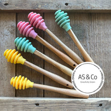 Load image into Gallery viewer, Silicone &amp; Acacia Honey Dipper Stirrer Stick - 16cm