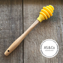 Load image into Gallery viewer, Silicone &amp; Acacia Honey Dipper Stirrer Stick - 16cm