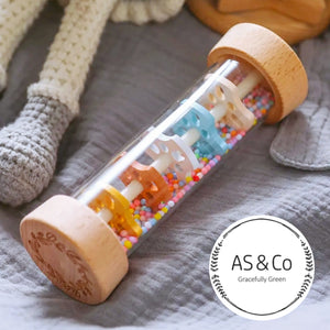 Wooden Baby Toddler Rainmaker Rattle Toy