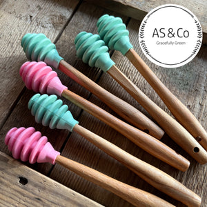 Silicone & Acacia Honey Dipper Stirrer Stick - 16cm
