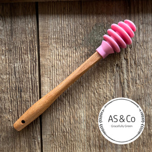 Silicone & Acacia Honey Dipper Stirrer Stick - 16cm