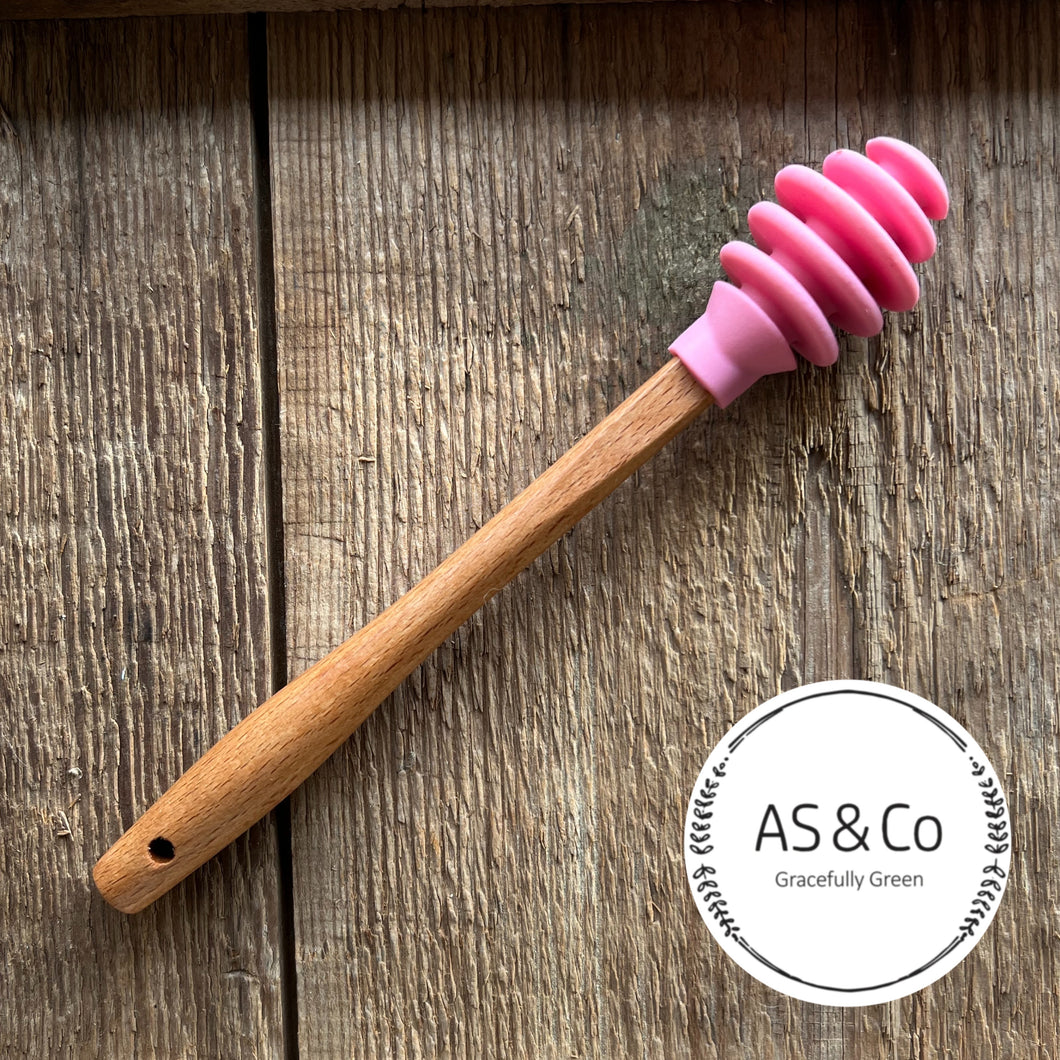 Silicone & Acacia Honey Dipper Stirrer Stick - 16cm