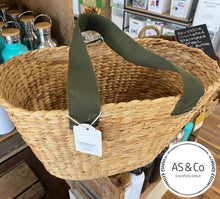 Load image into Gallery viewer, Water Hyacinth Natural Oval Market Harvest Basket - Canvas Handles